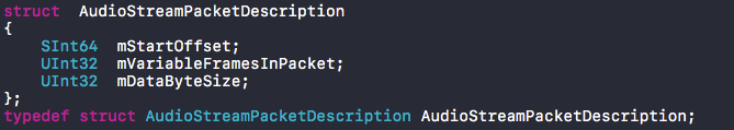 AudioStreamPacketDescription 定义